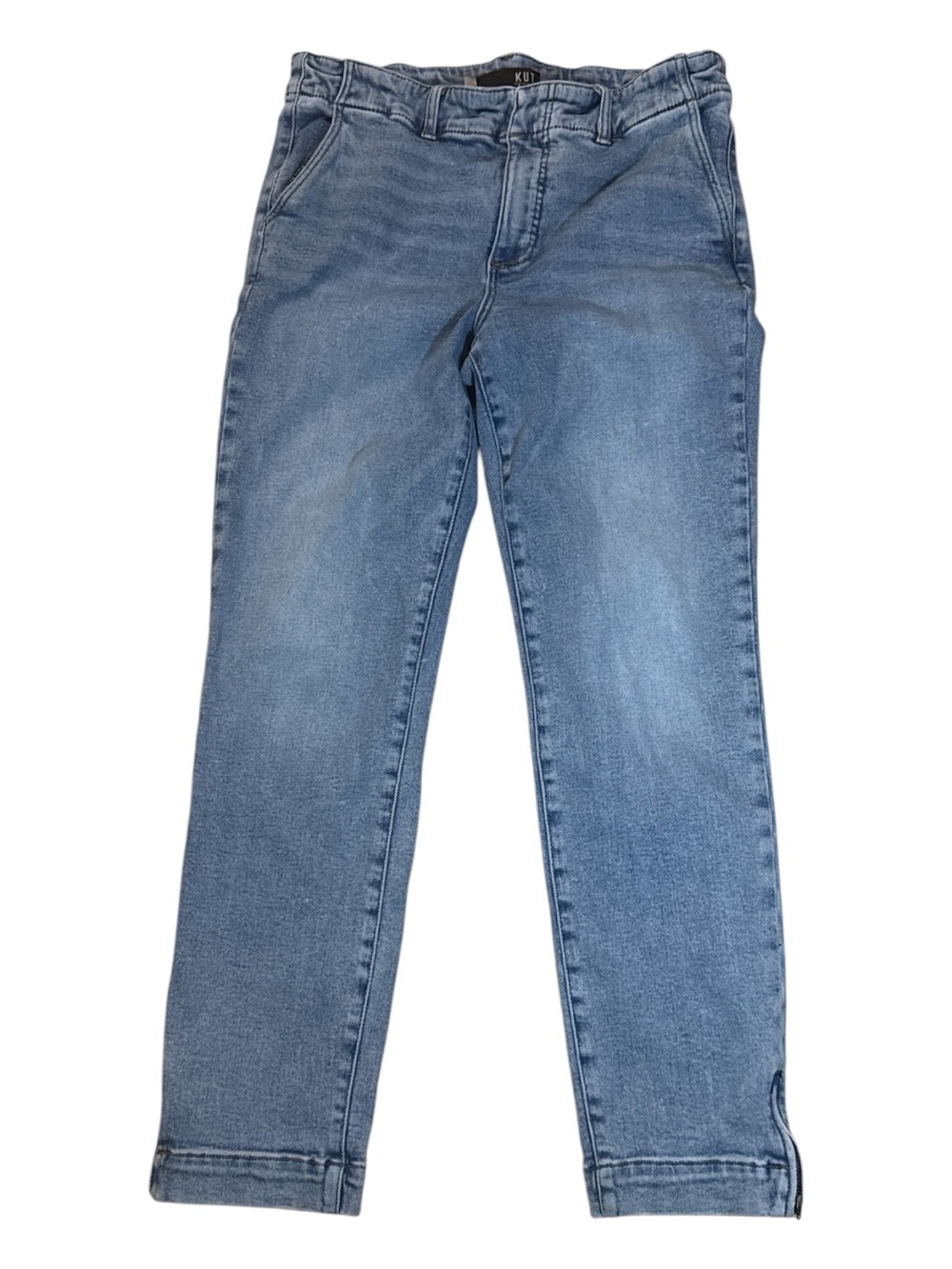 KUT FROM THE CLOTH Reese straight leg ankle zip Jeans Size 14L stonewashed